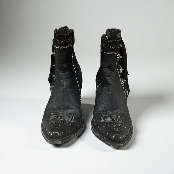 Double D by Old Gringo Apache Kid Black Ankle Leather Boots - Picture 4 of 8